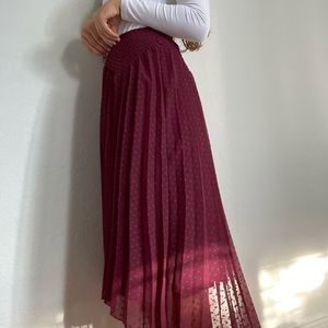 Maroon high low skirt with dots
